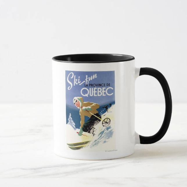 Woman Skiing - Both English and French Poster Mug (Right)