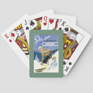 Woman Skiing - Both English and French Poster Playing Cards