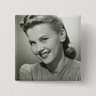 Woman Smiling 2 Inch Square Button