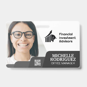 Woman Smiling Corporate Barcode Business Card Badge