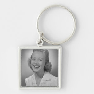 Woman Smiling Keychain