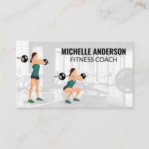 Woman Squatting   Gym Background Appointment Card