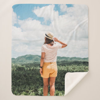 Woman standing near trees sherpa blanket
