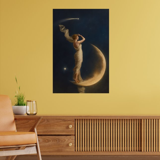 Woman Standing On A Crescent Moon Poster (Living Room 2)