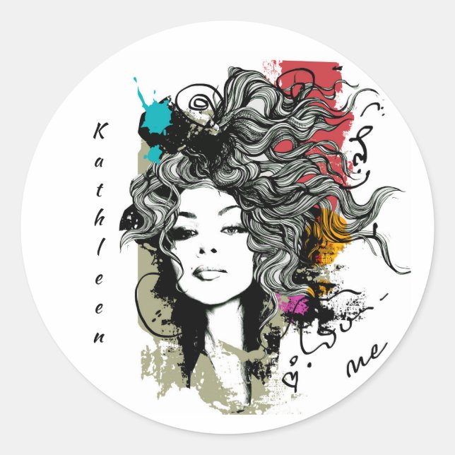 Woman Strong Empowered Classic Round Sticker (Front)