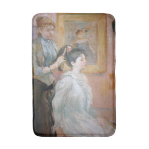 Woman Styling Daughter's Hair (by Berthe Morisot) Bath Mat