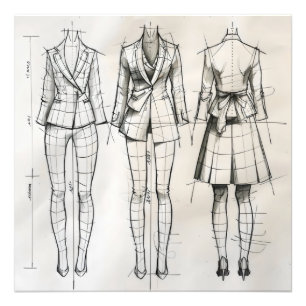 Woman Suit Sketch Photo Print