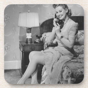 Woman Talking on Phone Coaster