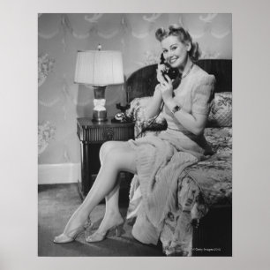 Woman Talking on Phone Poster