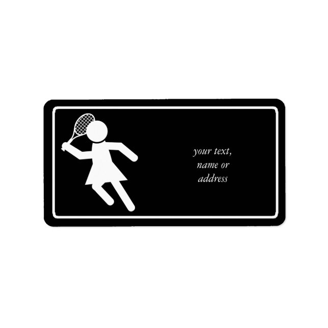 Woman Tennis Player - Tennis Symbol (on Black) Label (Front)