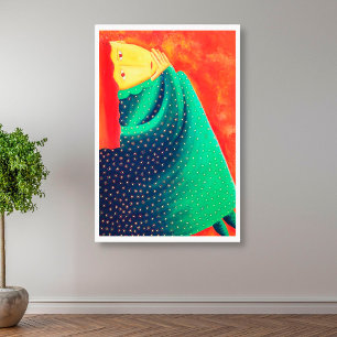 Woman Thinking Contemporary Art Acrylic Painting Canvas Print
