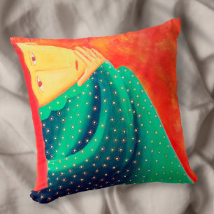 Woman Thinking Fine Art Painting Throw Pillow