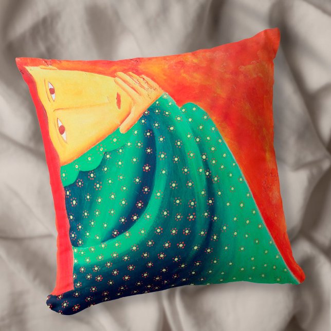 Woman Thinking Fine Art Painting Throw Pillow (Creator Uploaded)
