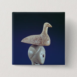 Woman thinking of a Loon bird, from Cape Dorset 2 Inch Square Button