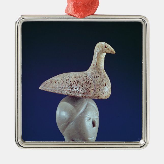 Woman thinking of a Loon bird, from Cape Dorset Metal Ornament (Front)
