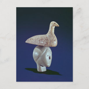 Woman thinking of a Loon bird, from Cape Dorset Postcard