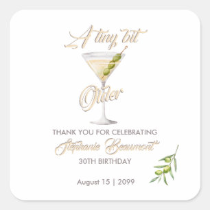Woman Tini Bit Older Cocktail Party 30th birthday Square Sticker