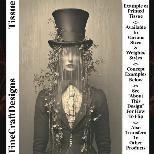 Woman, Top Hat & Veil, Eyes Hidden CS1 Decoupage Tissue Paper