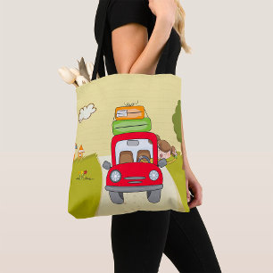 Woman Travelling By Car Tote Bag