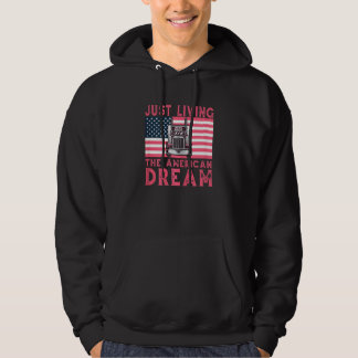 Woman Trucker Usa Flag For Girl Truck Driver Ameri Hoodie