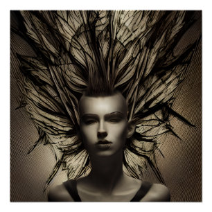 Woman Under Water Dystopian Abstract AI Art Poster