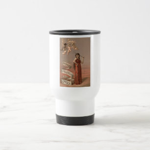 Woman & Valentine Cherubs Prang's Cards AD Travel Mug