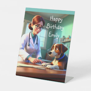 Woman Veterinarian Pedestal Sign