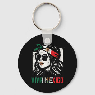 Woman Viva Mexico Flag Cinco De Mayo Mexican Women Keychain