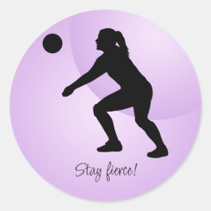 Woman Volleyball Player Beach Volleyball Classic Round Sticker
