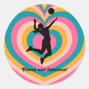 Woman Volleyball Player Beach Volleyball Classic Round Sticker
