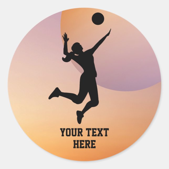 Woman Volleyball Player Beach Volleyball Classic Round Sticker (Front)