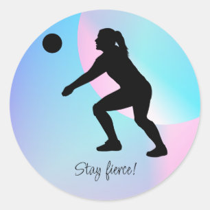 Woman Volleyball Player Beach Volleyball Classic Round Sticker