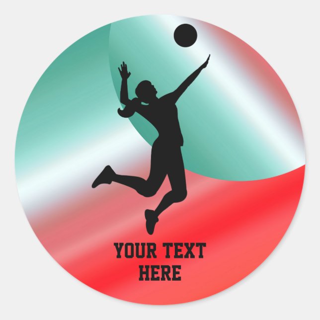 Woman Volleyball Player Beach Volleyball Classic Round Sticker (Front)