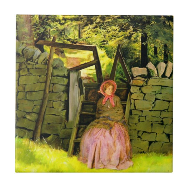Woman Waiting (by John Everett Millais) Tile (Front)