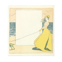 Woman Walking Dog on Beach Edward Penfield