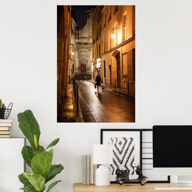Woman walking her dog at night poster (Home Office)
