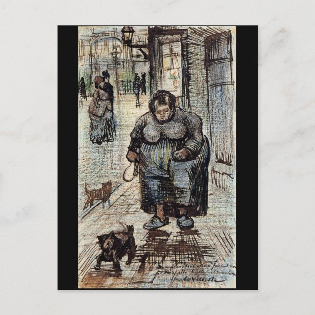 Woman Walking Her Dog by Vincent Van Gogh Postcard (Front)