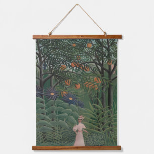 Woman Walking in an Exotic Forest, Henri Rousseau Hanging Tapestry