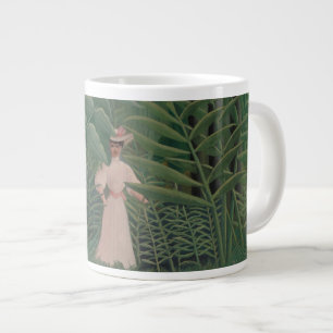 Woman Walking in an Exotic Forest, Henri Rousseau Large Coffee Mug