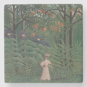 Woman Walking in an Exotic Forest, Henri Rousseau Stone Coaster