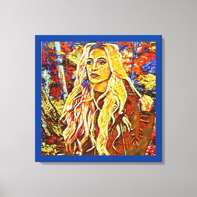 Woman Walking In Park Abstract Impressionist Art  Canvas Print (Front)