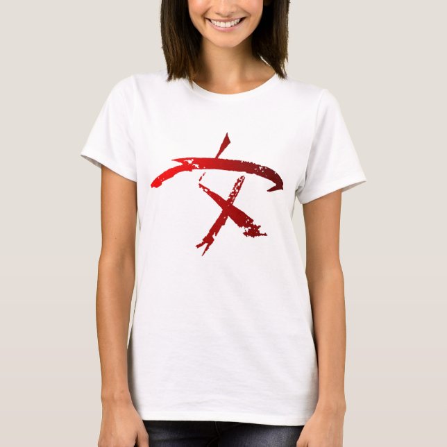 Woman Warrior Symbol over white T-Shirt (Front)