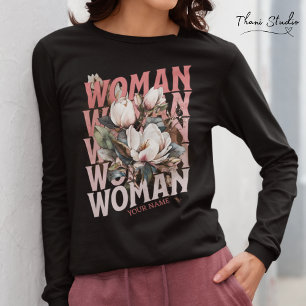 Woman Watercolor Vintage Flowers Womens Day T-Shirt