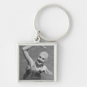 Woman Waving Keychain
