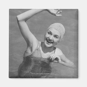 Woman Waving Magnet