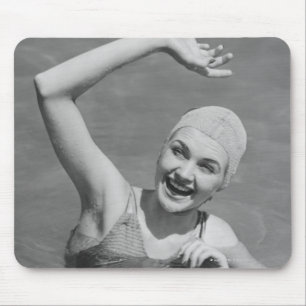 Woman Waving Mouse Pad