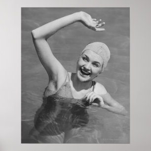 Woman Waving Poster
