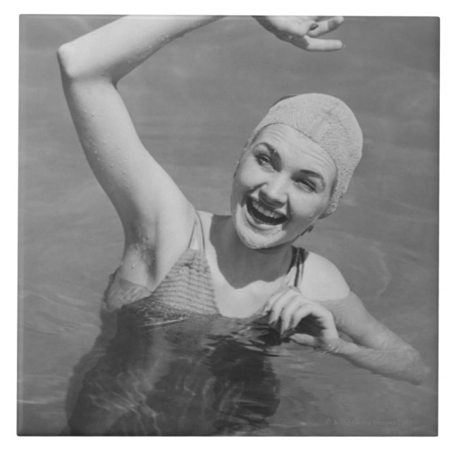 Woman Waving Tile (Front)