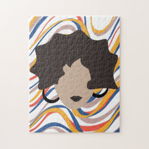 Woman Wavy Brown Hair Stylist Beauty Face Jigsaw Puzzle