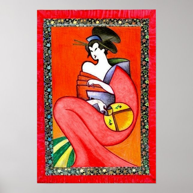 Woman Wearing a Kimono Print Poster  (Front)